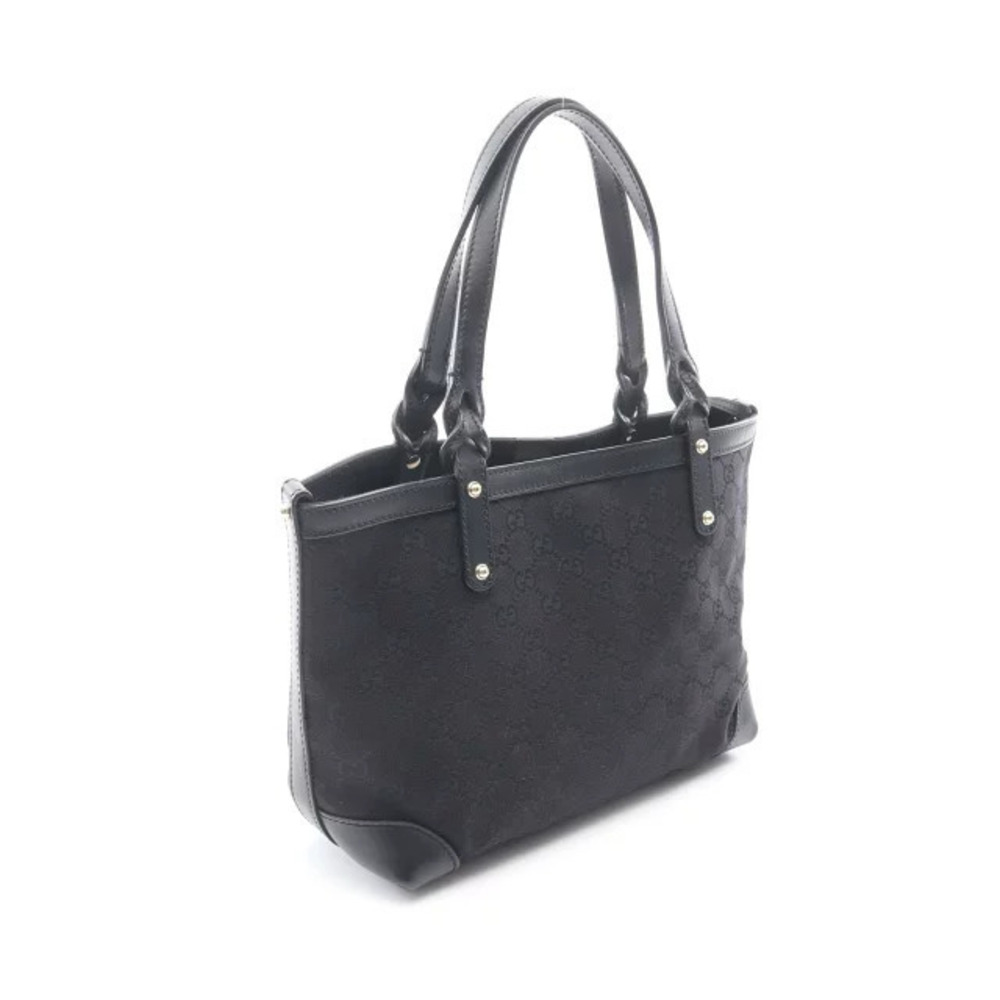 Gucci GG Canvas Black Leather Bag Tote Black